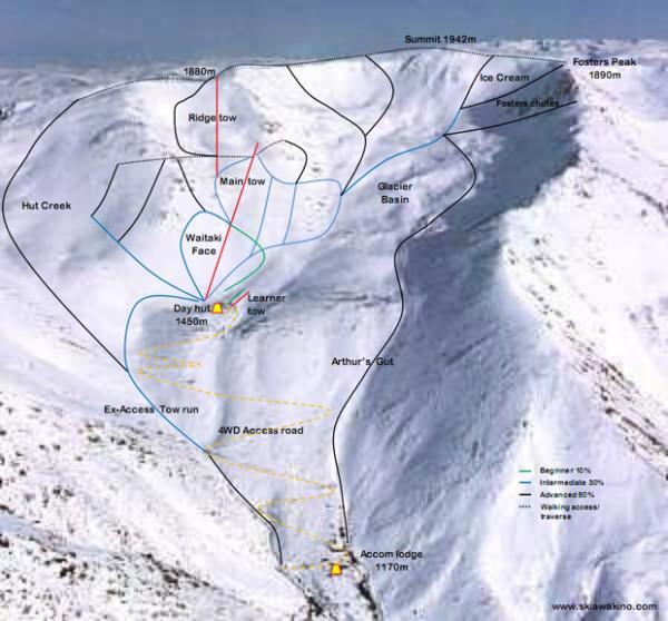 Awakino Ski Area Piste / Trail Map