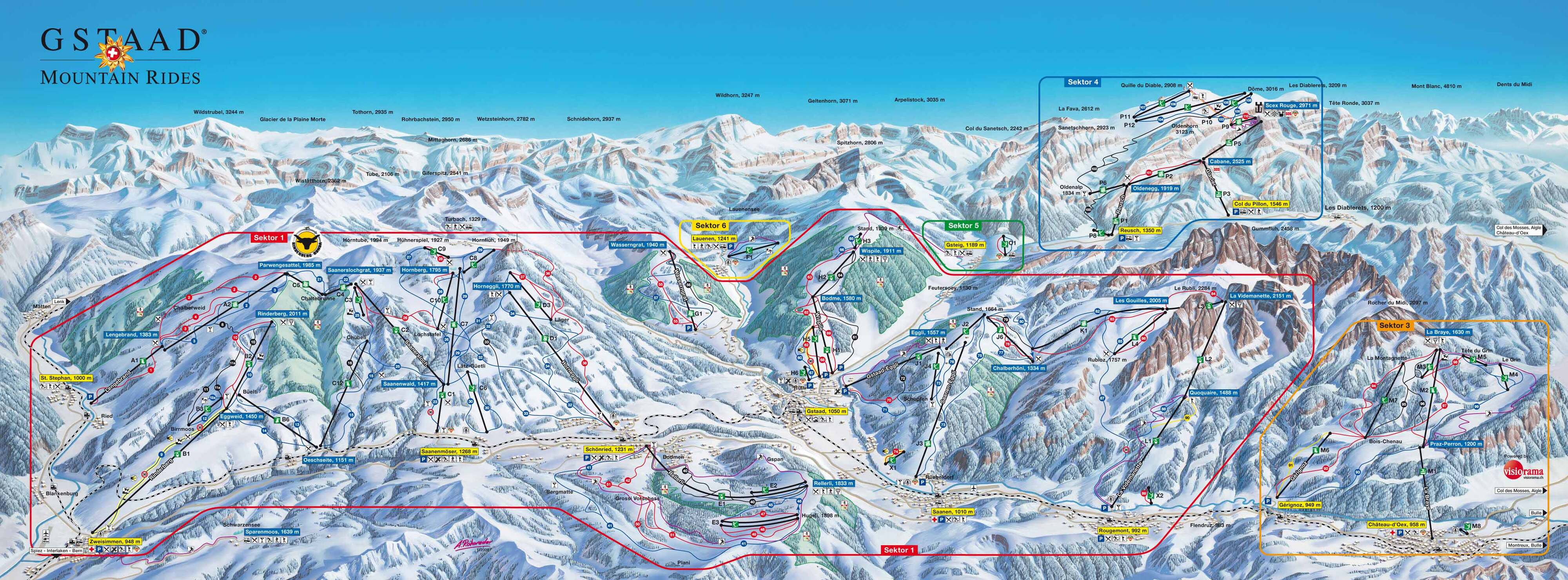 Gstaad - Saanen - Rougemont Piste / Trail Map