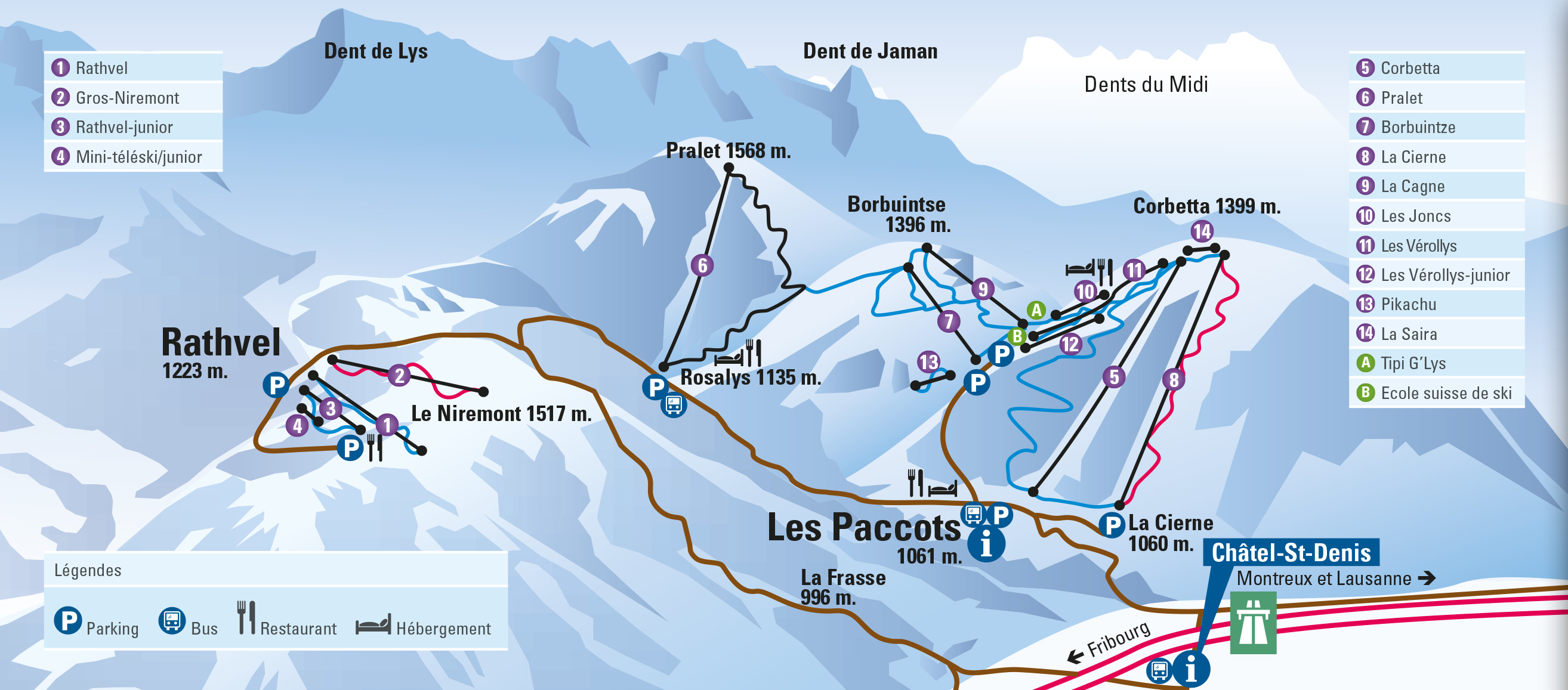 Les Paccots Piste / Trail Map