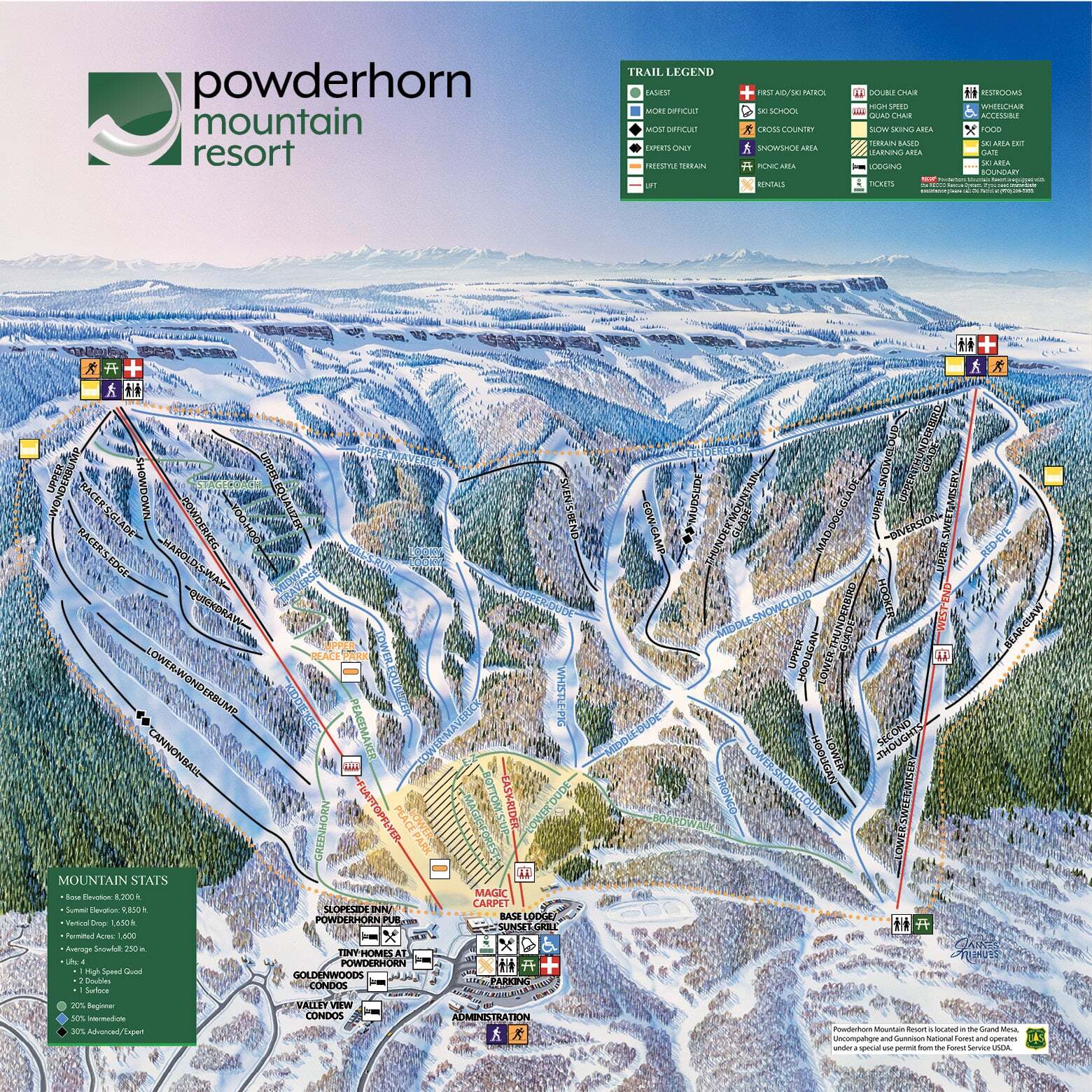 Powderhorn Piste / Trail Map
