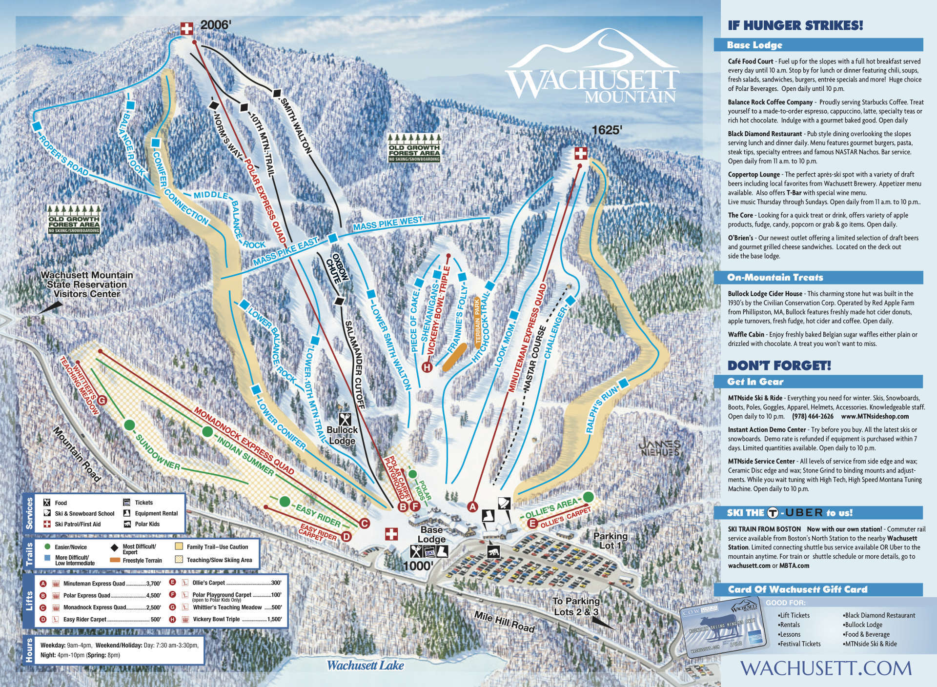 Wachusett Mountain Ski Area Piste / Trail Map