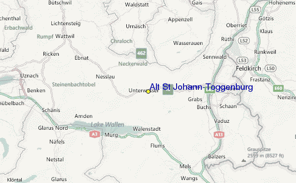 Alt St. Johann/Toggenburg Location Map