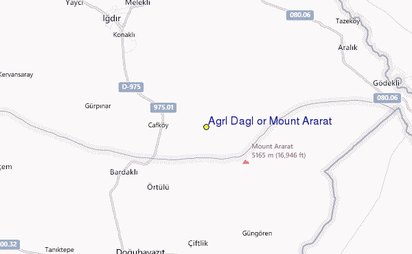 Ağrı Dağı or Mount Ararat Location Map