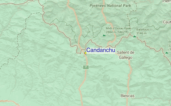 Candanchu Location Map