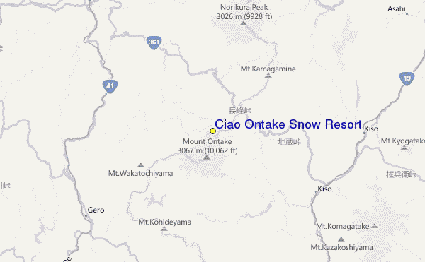 Ciao Ontake Snow Resort Location Map