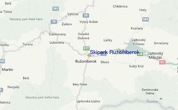Ružomberok - Malino Brdo Location Map