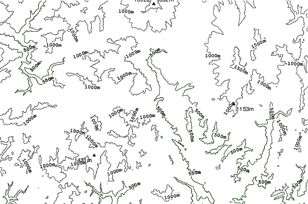 Aburazaka Ski Park neighbourhood contours