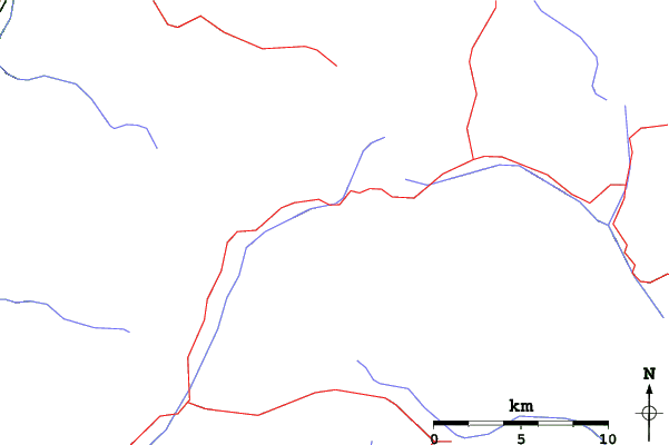 Roads and rivers close to Alba di Canazei