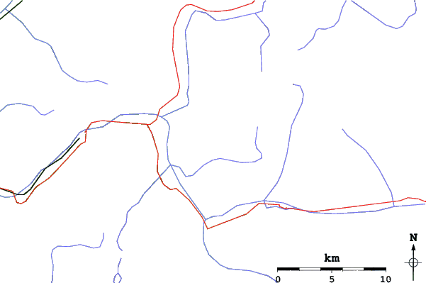 Roads and rivers close to Alpe d'Huez