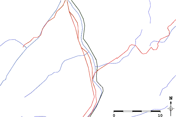 Roads and rivers close to Bergeralm