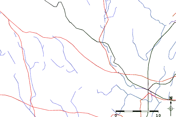 Roads and rivers close to Blandford Ski Area