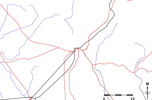 Roads and rivers close to Chacaltaya