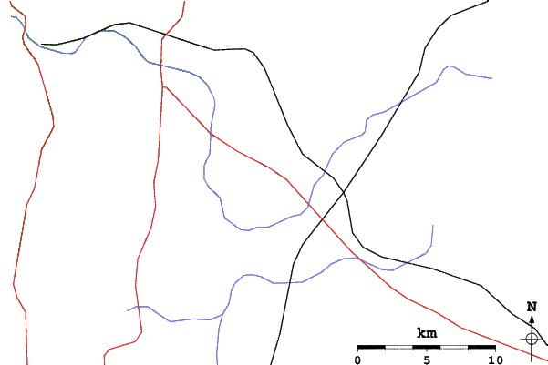Roads and rivers close to Crystal Mountain Michigan