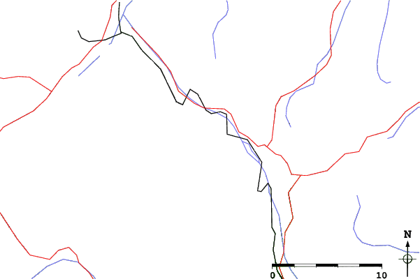 Roads and rivers close to Diavolezza-Lagalb