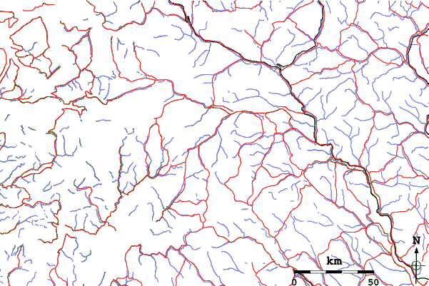 Roads and rivers close to Galdhøpiggen Sommerskisenter