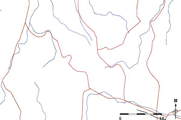 Roads and rivers close to Gassan Glacier