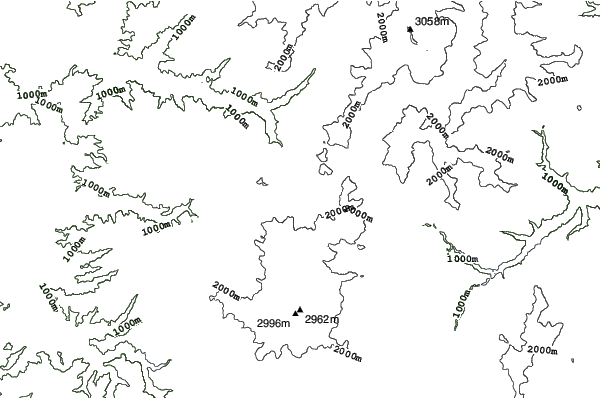 Hirayu Onsen neighbourhood contours