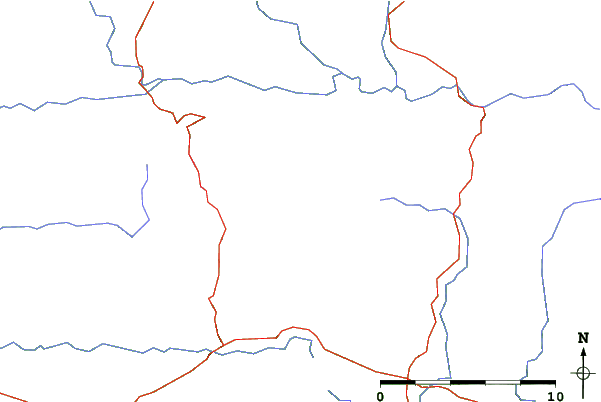 Roads and rivers close to Knocknafallia (Knockmealdown Mts)