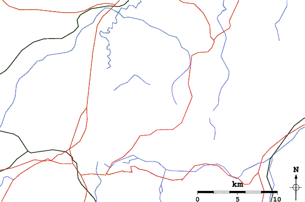 Roads and rivers close to La Berra - La Roche
