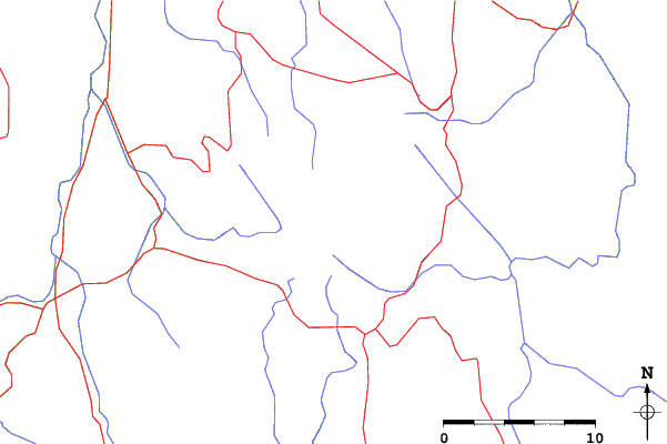 Roads and rivers close to Lake Mountain