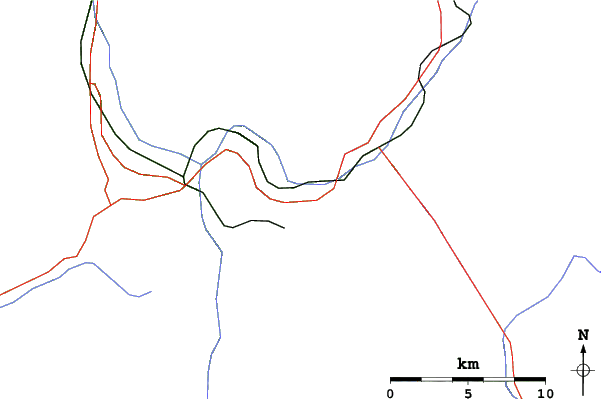 Roads and rivers close to Les Houches