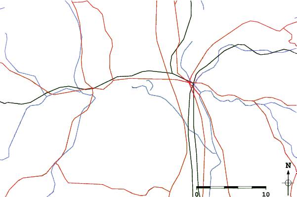 Roads and rivers close to Morioka Highland