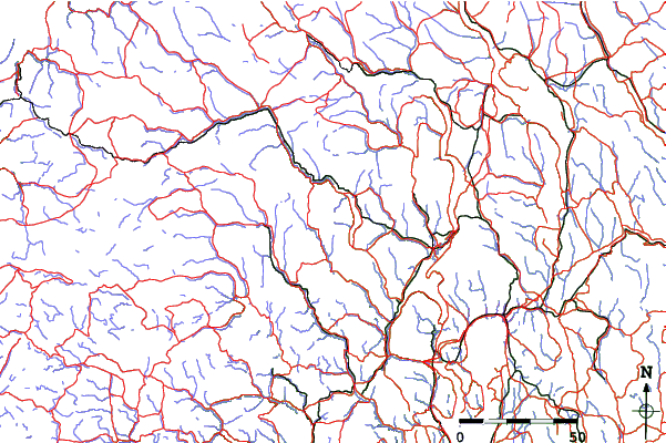 Roads and rivers close to Norefjell
