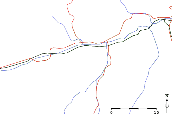 Roads and rivers close to Obersaxen - Mundaun - Val Lumnezia