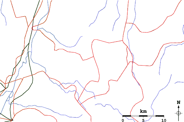 Roads and rivers close to Shiga Kogen-Okushiga Kogen