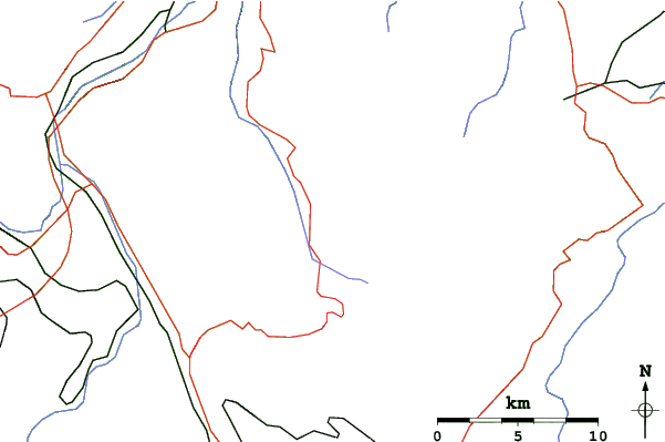 Roads and rivers close to Passo Lanciano - Majelletta