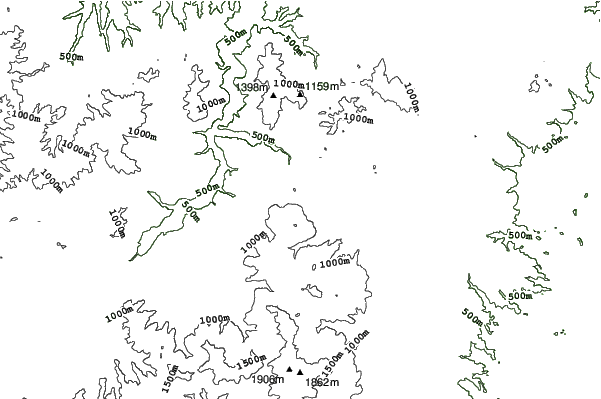 Ski Resort Tenei neighbourhood contours